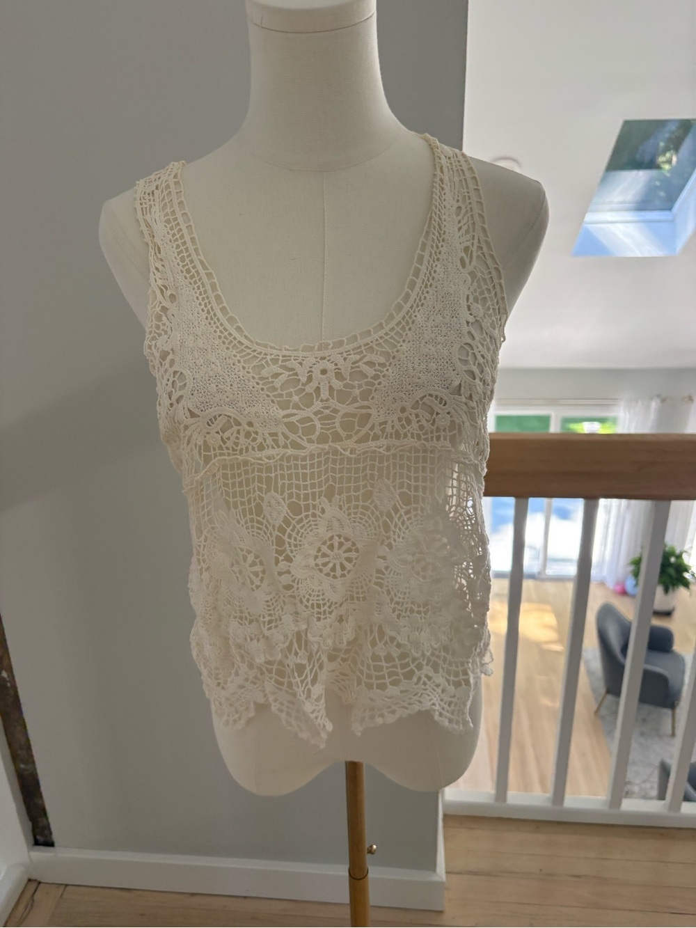 Almost Famous Ivory Crochet Sleeveless Tank